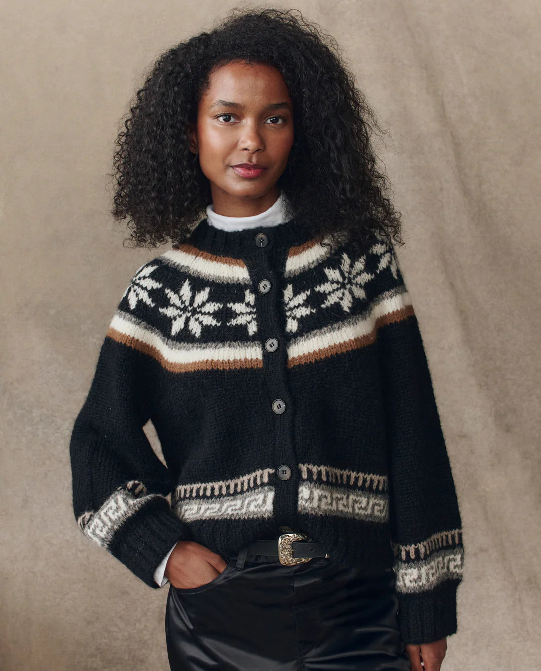 The Snowflake Ice Rink Cardigan. Black