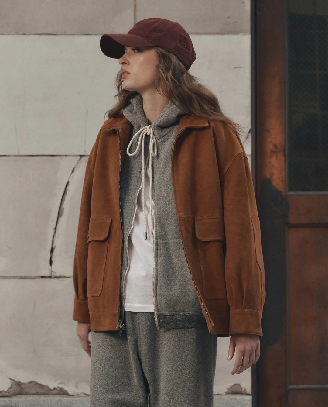 The Suede Folsom Jacket. Cognac