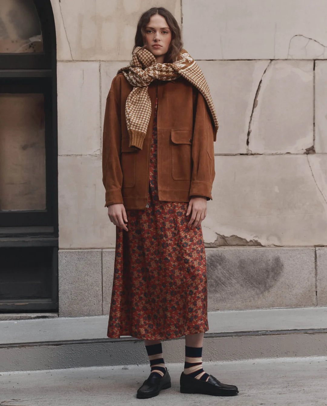 The Suede Folsom Jacket. Cognac