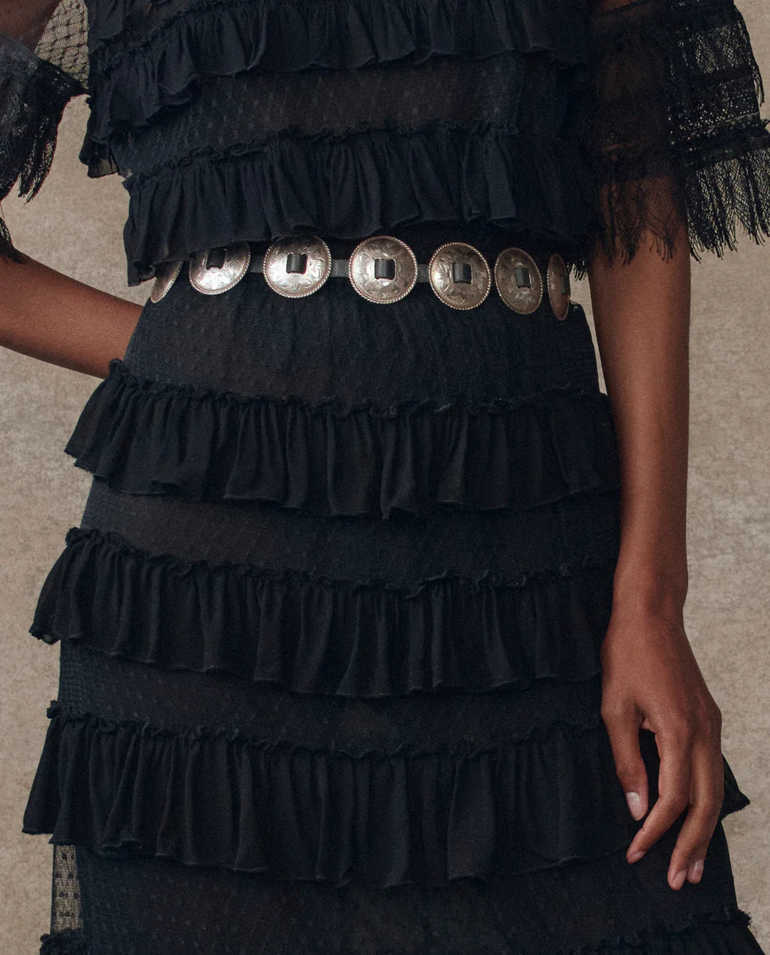 The Winter Mesh Flounce Skirt. Black