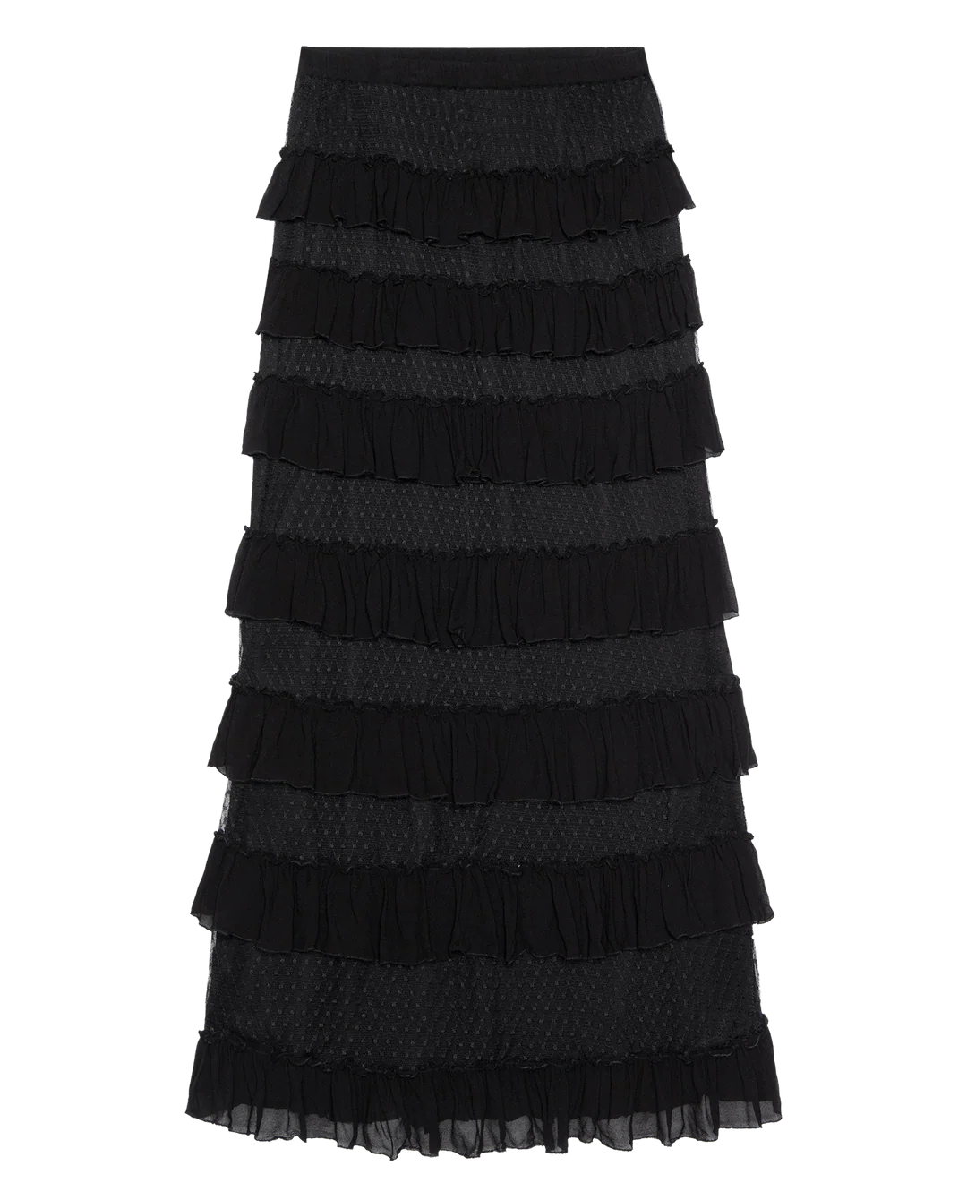 The Winter Mesh Flounce Skirt. Black