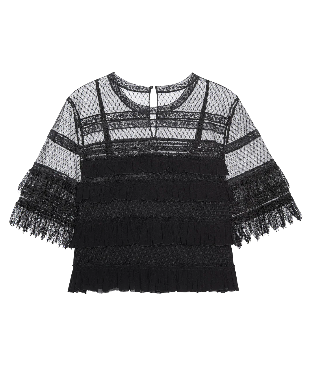The Winter Mesh Flounce Top. Black