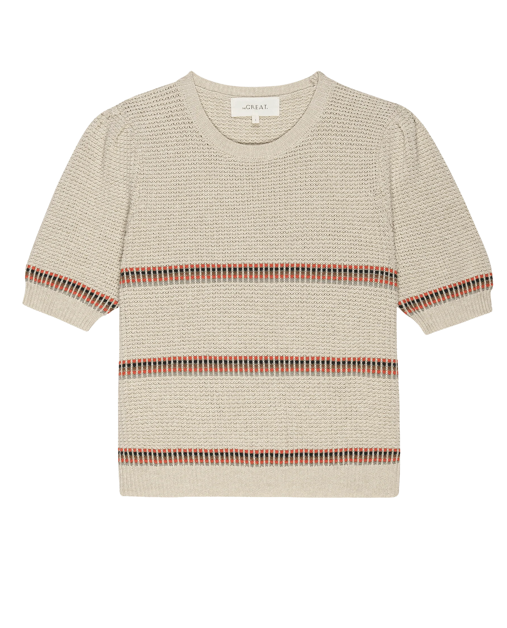 The Puff Sleeve Pullover. Cream Ribbon Stripe