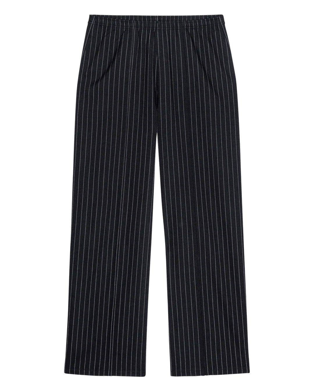 The Tracksuit Pintuck Pant. Black/Cream Pinstripe
