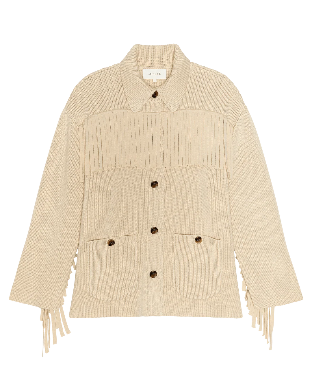 The Western Fringe Sweater Jacket. Natural