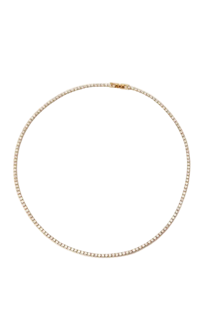 Tish Tennis Necklace in Gold and Clear Crystals