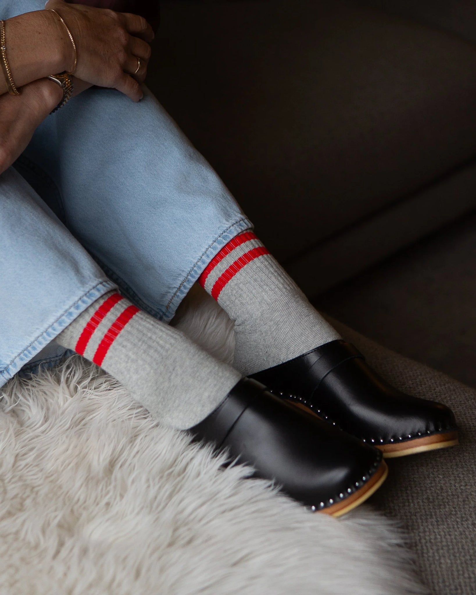Gym Socks in Mocha Stripe