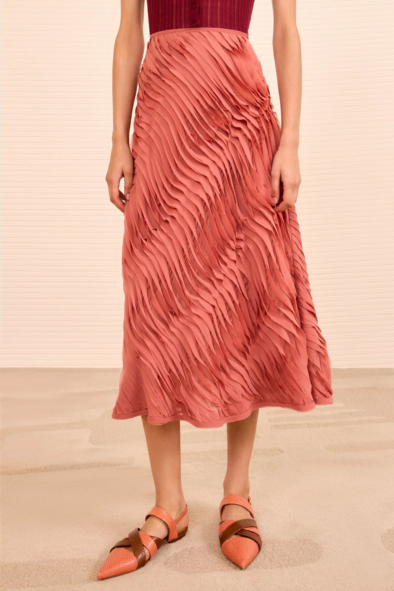 Amiko Midi Skirt in Chestnut