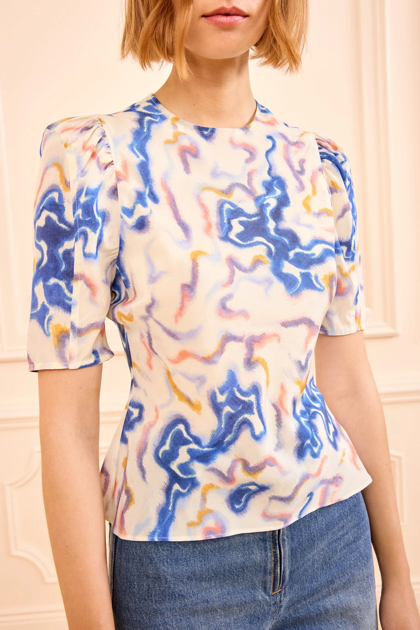 Corine Silk Top in Geode