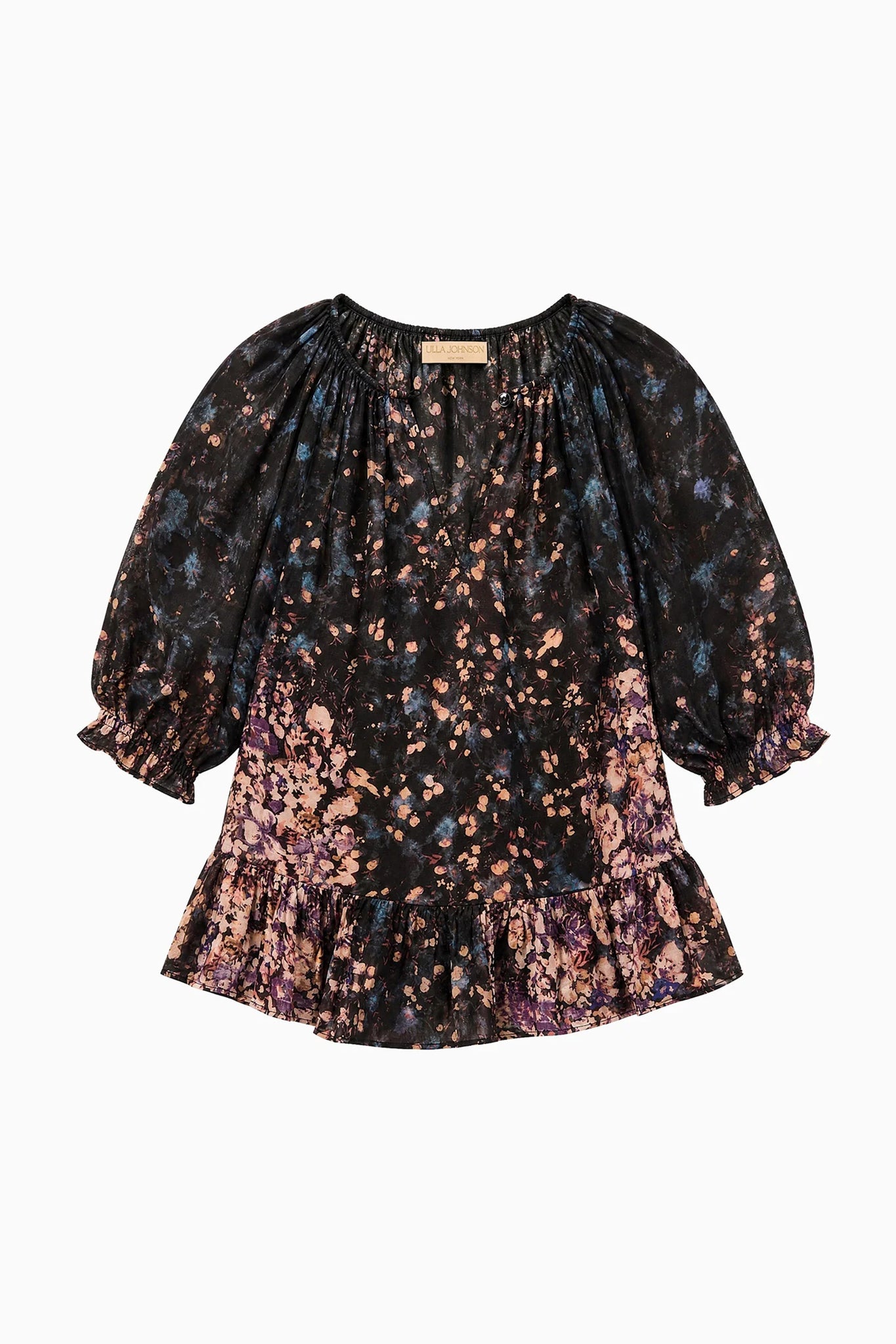 Elise Short Sleeve Silk Blouse in Eclipse