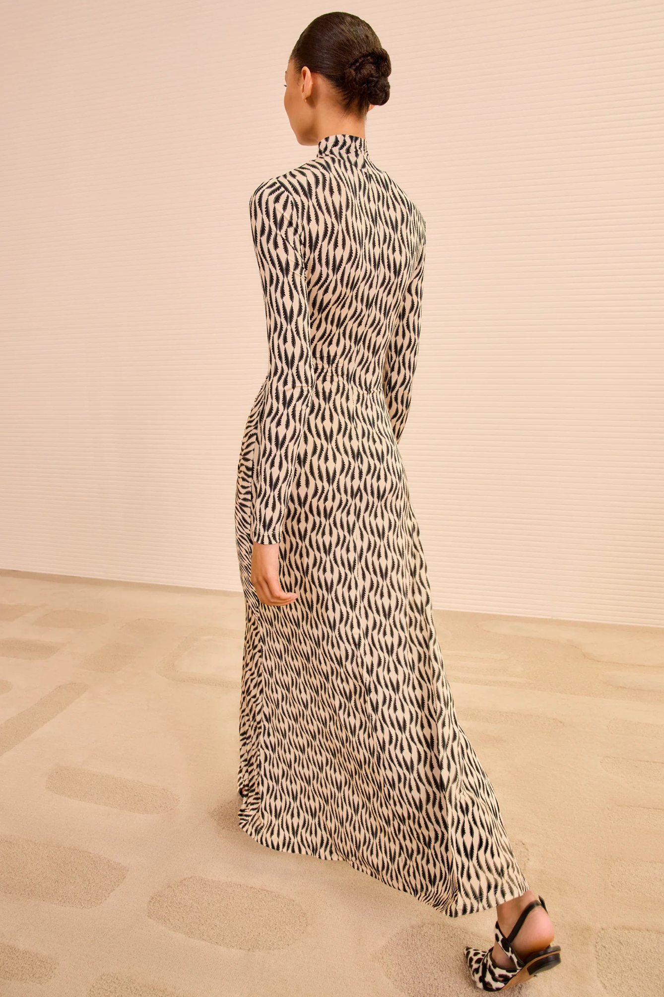 Ida Long Sleeve Ruched Turtleneck Dress in Silhouette