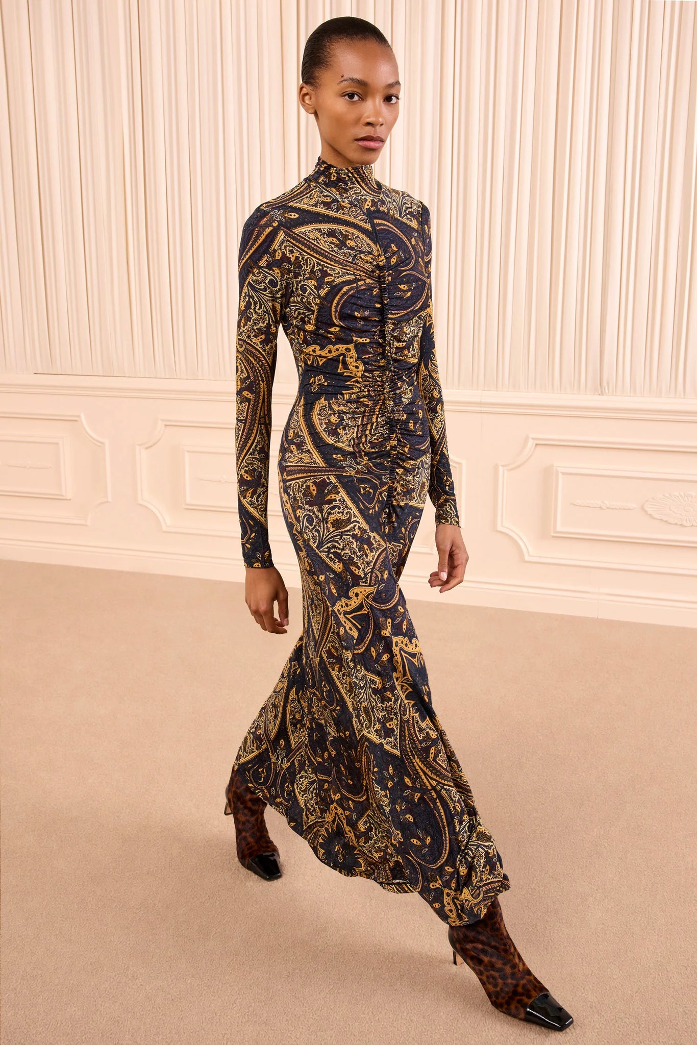 Ida Long Sleeve Jersey Dress in Twilight Paisley
