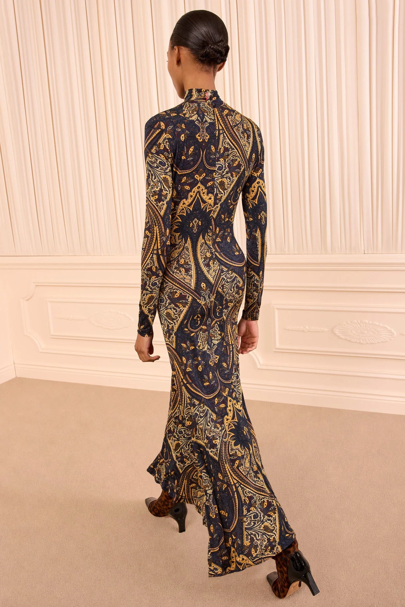 Ida Long Sleeve Jersey Dress in Twilight Paisley