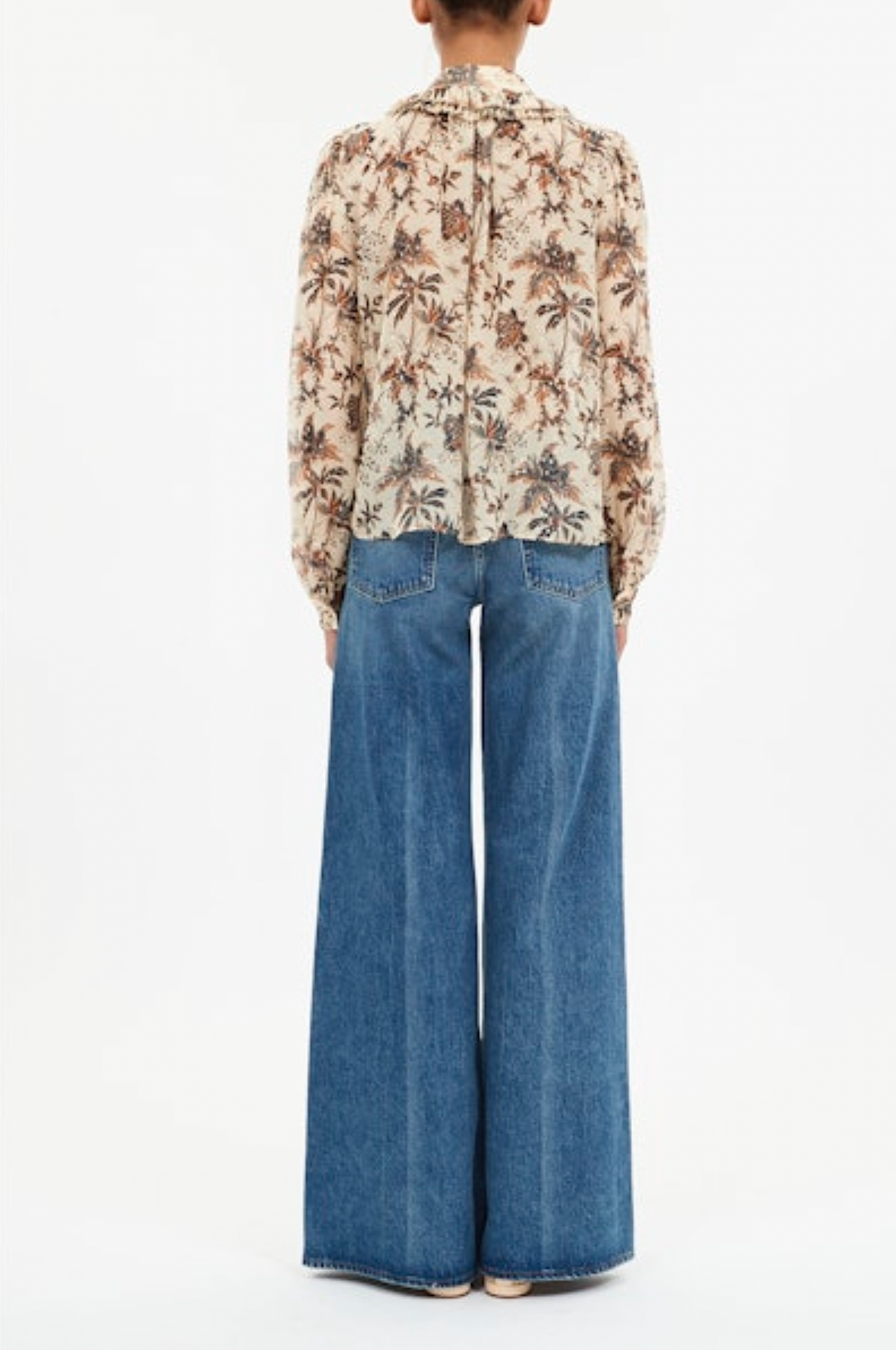 Nina Ruffle Button Front Blouse in Cameo