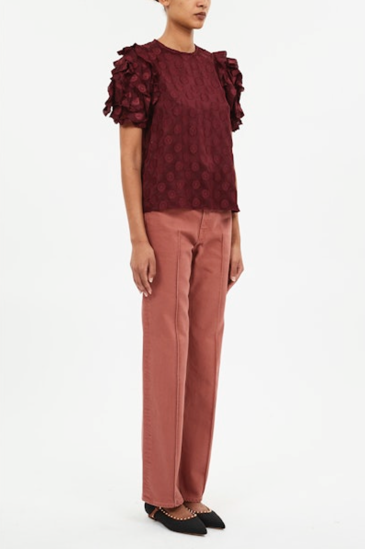 Opal Puff Sleeve Top in Claret