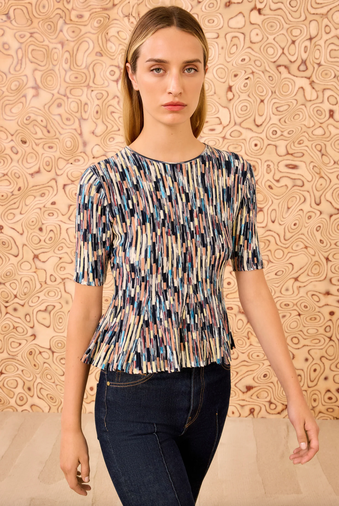 Samira Multicolor Short Sleeve Top in Oasis