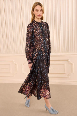Tessa Long Sleeve Silk Dress in Eclipse