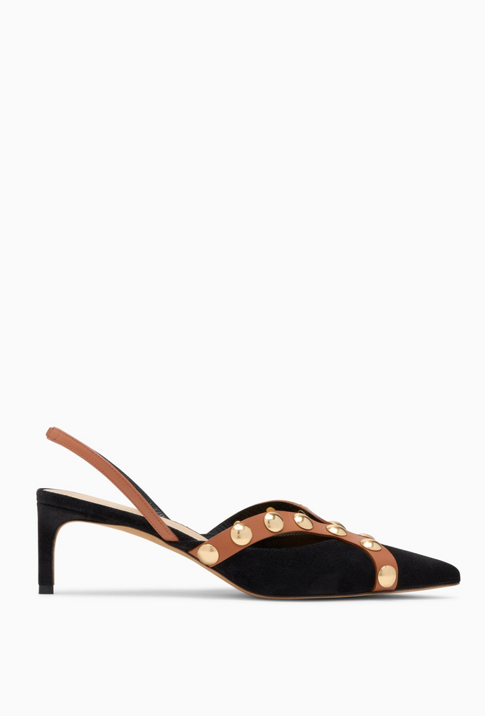 Vendome Studded Kitten Heel in Noir Mixte