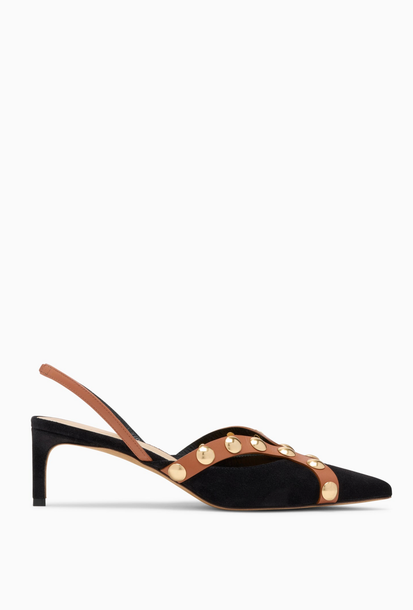 Vendome Studded Kitten Heel in Noir Mixte