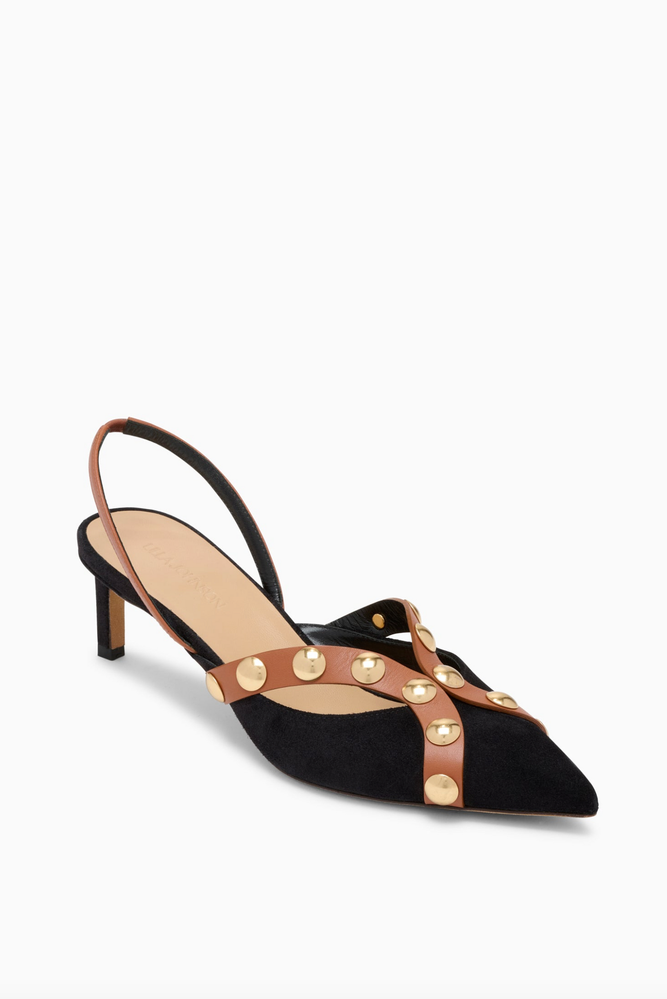 Vendome Studded Kitten Heel in Noir Mixte
