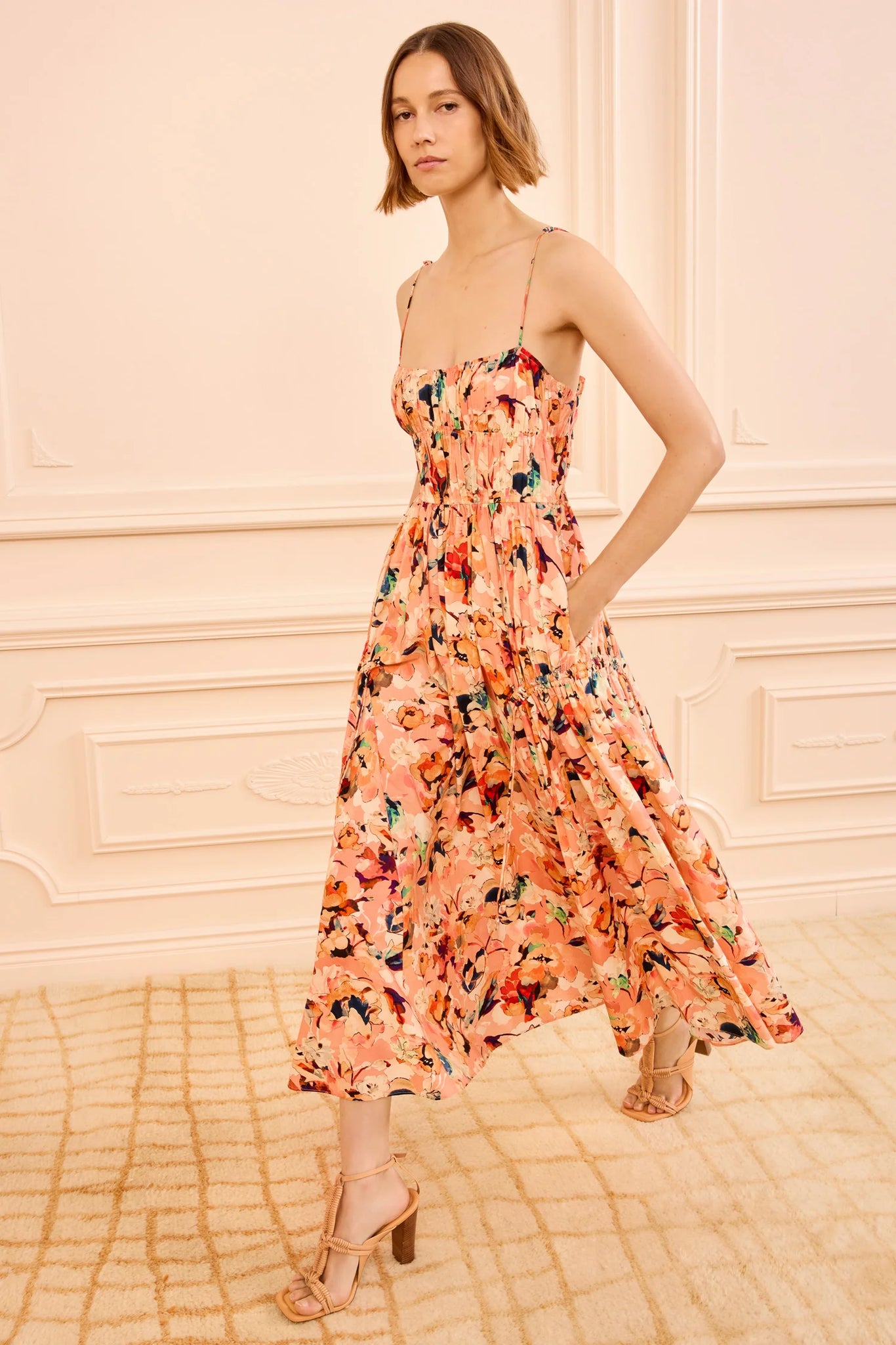 Vidri Cotton Cami Dress in Night Bloom