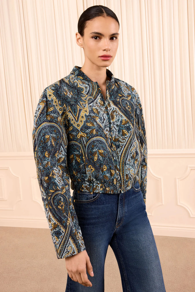 Yara Silk Jacket in Prussian