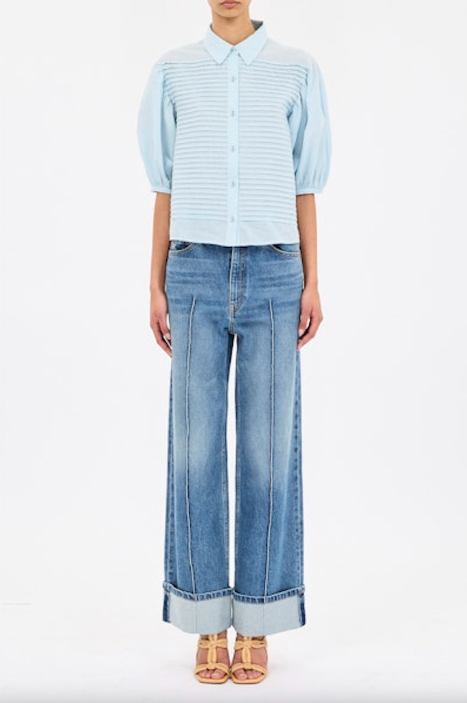 Cordelia Button Up Top in Adriatic