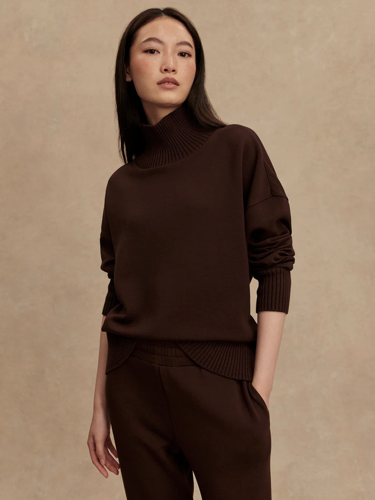 Barker High-Neck Sweatshirt in Coffee Bean