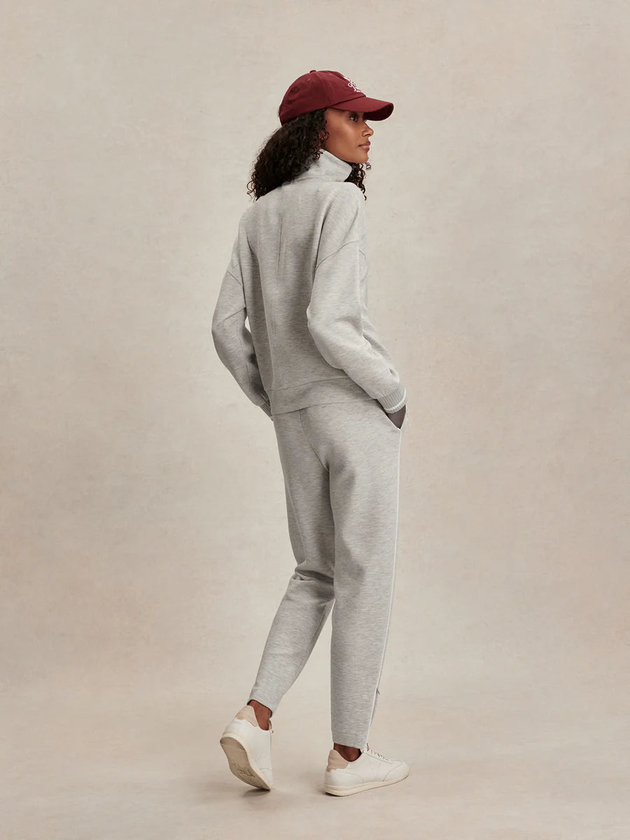 Bertie Half Zip Sweat in Light Grey Marl