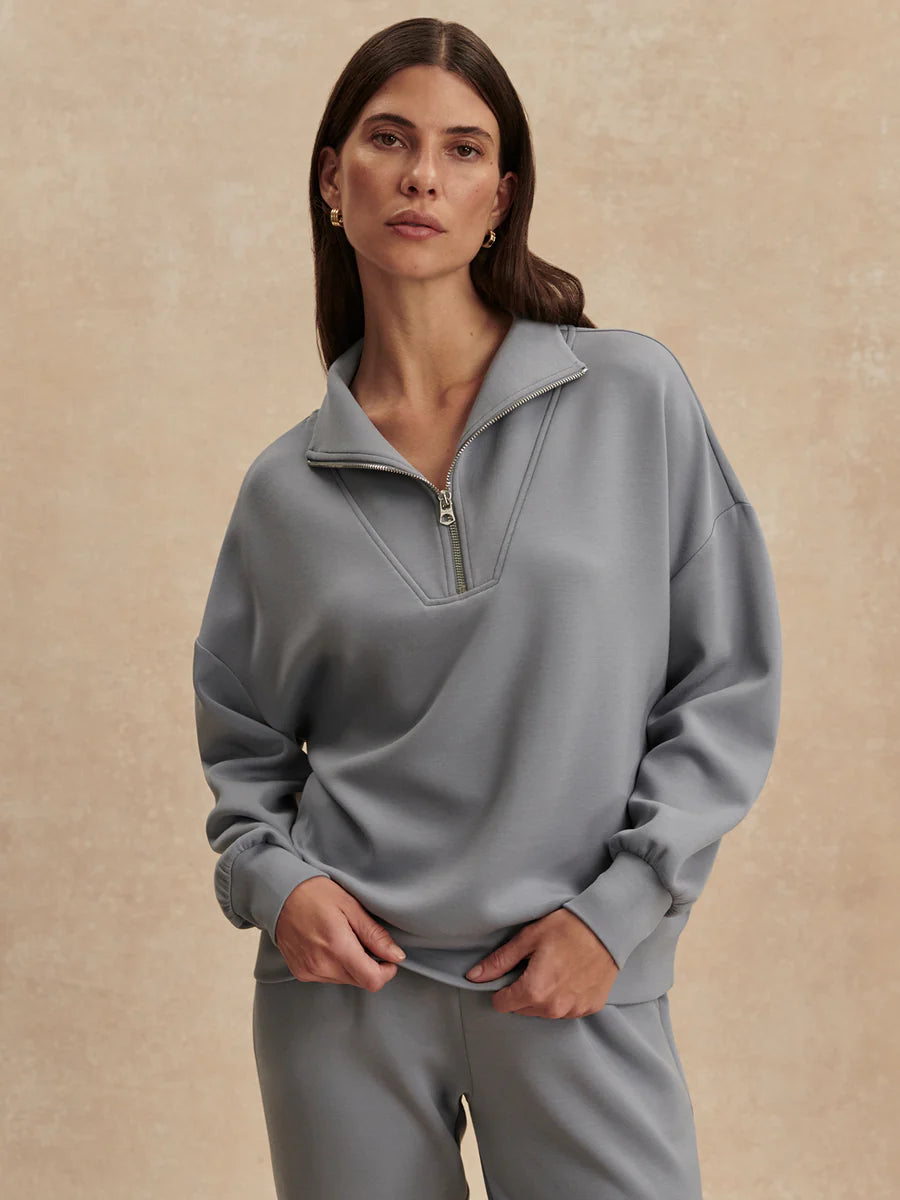 Hawley Half Zip Sweat in Wind Blue