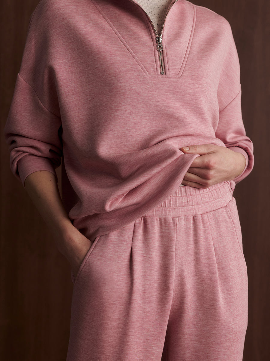 Hawley Half Zip Sweatshirt in Rose Marl