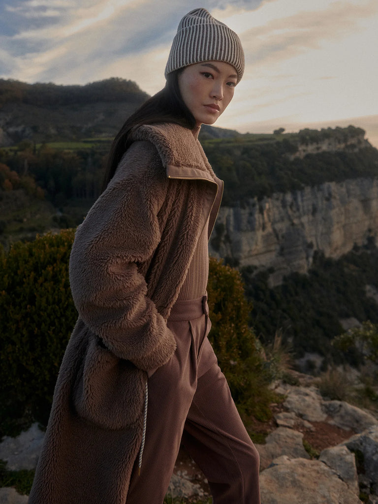 Logan Sherpa Coat in Ash Taupe