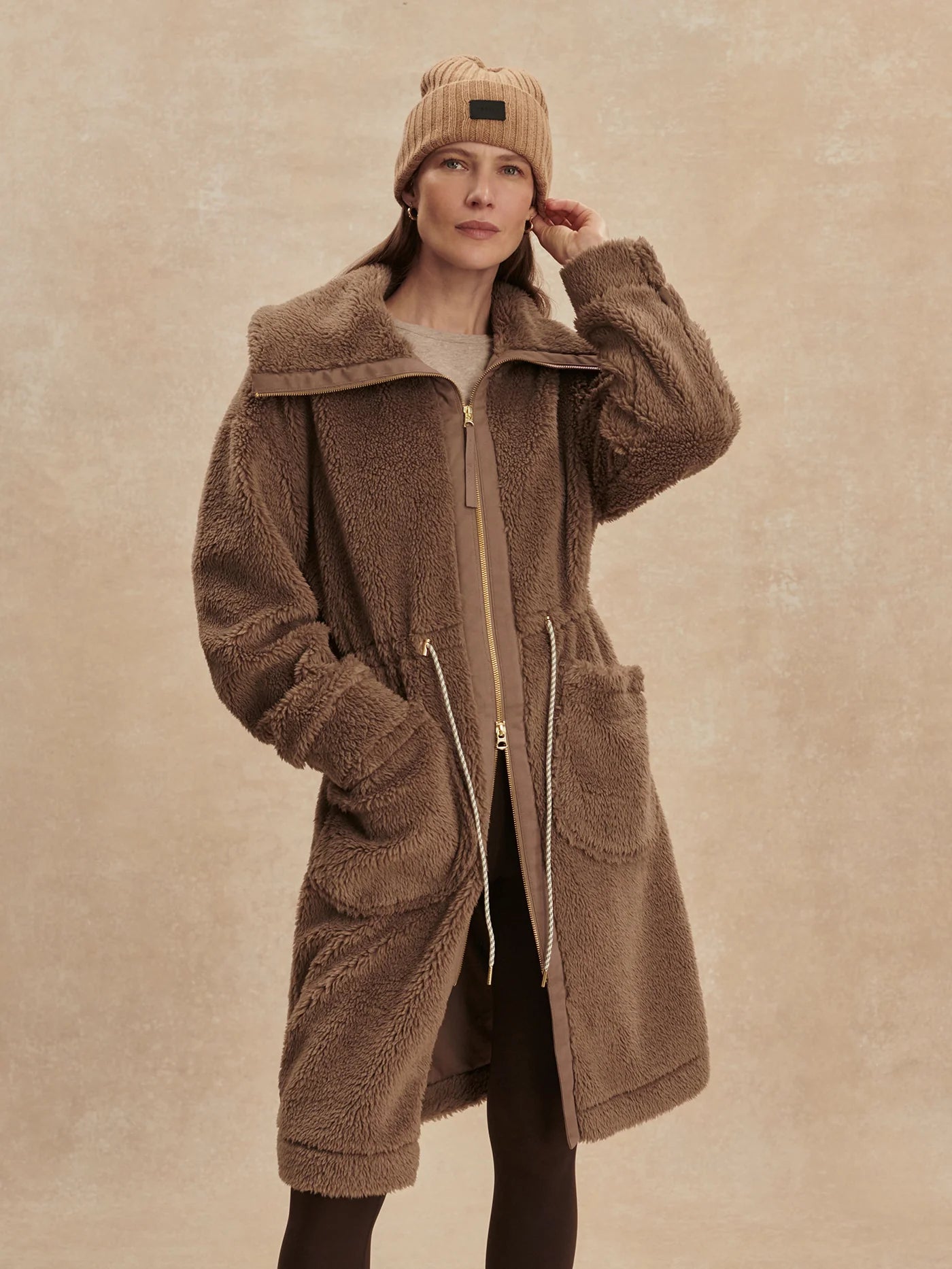 Logan Sherpa Coat in Ash Taupe