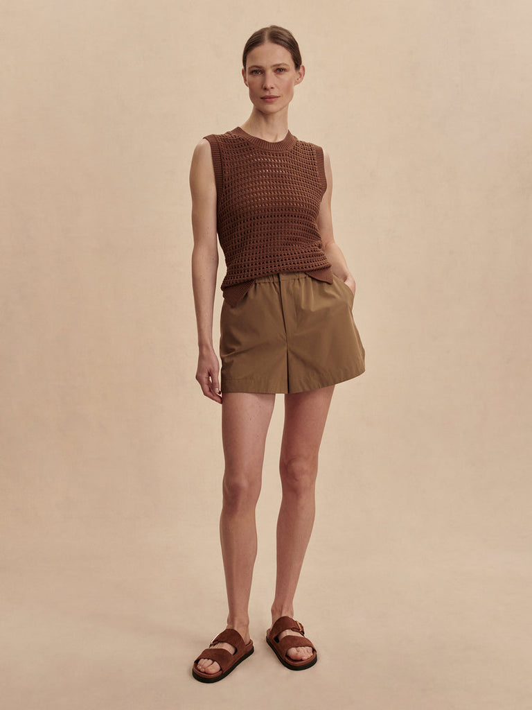 Nila Mid Rise Short 3.5" in Taupe Stone
