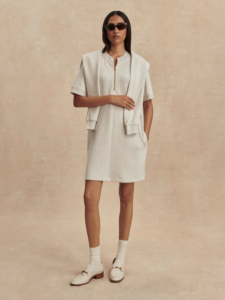 Nori Half Zip Dress in Ivory Marl