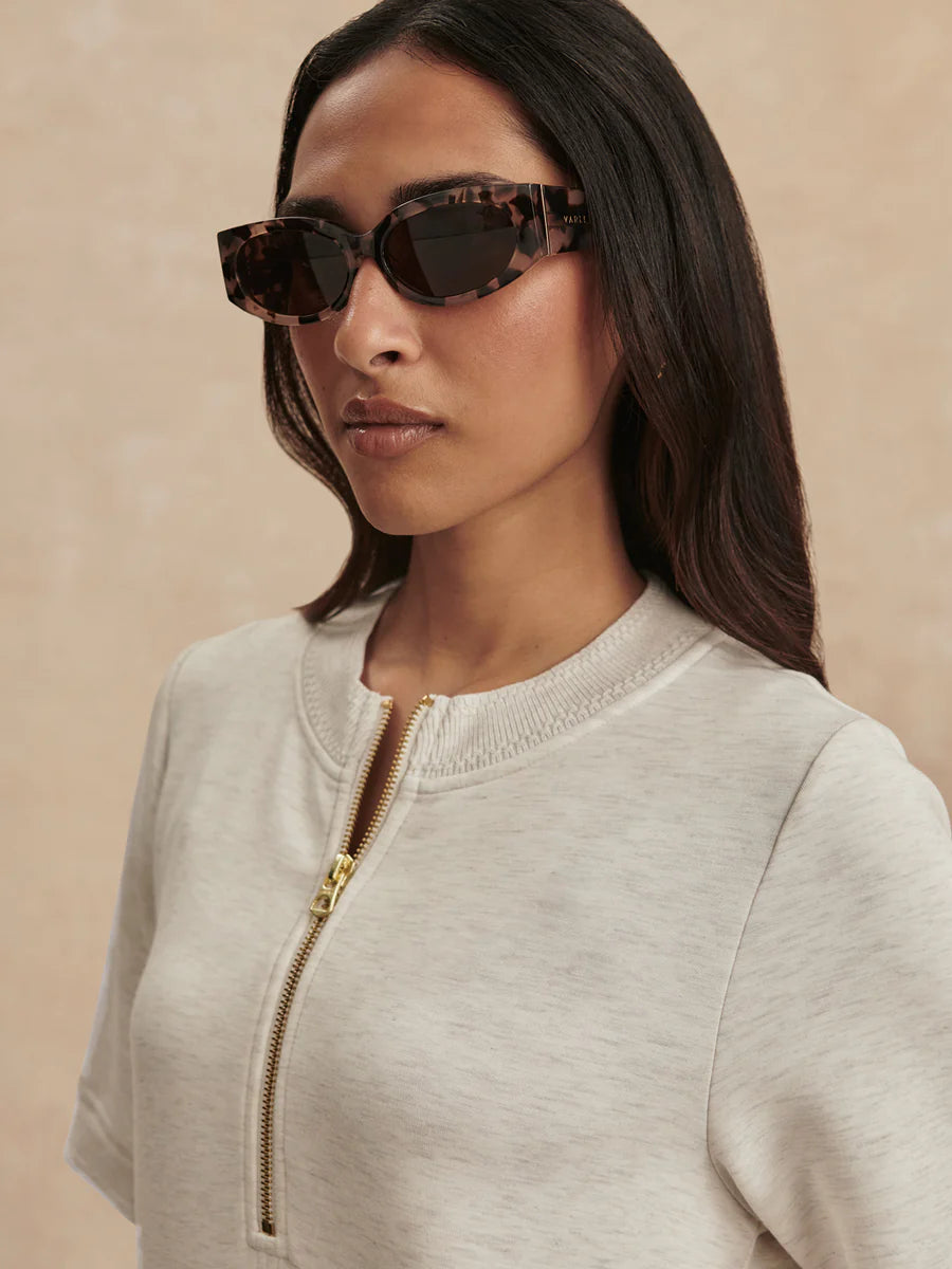 Nori Half Zip Dress in Ivory Marl