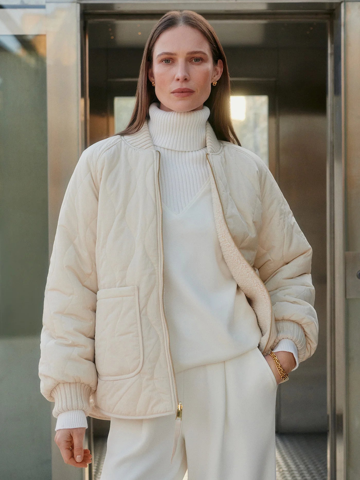 Serina Reversible Quilt Jacket in Sandshell