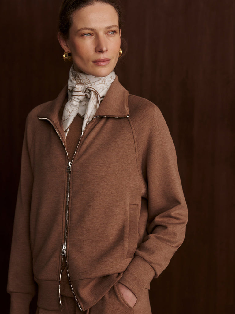 Tyde Zip Through Sweatshirt in Golden Bronze Marl