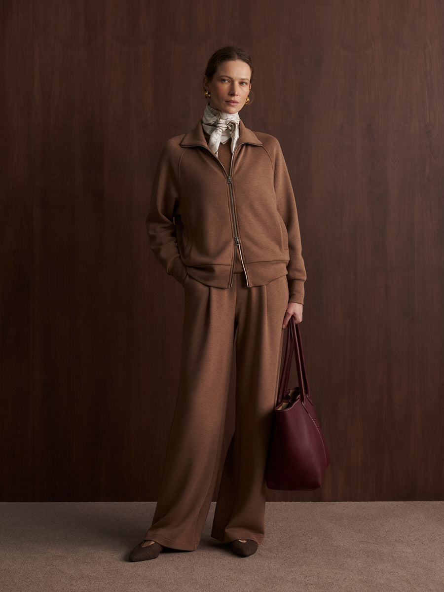 Tyde Zip Through Sweatshirt in Golden Bronze Marl