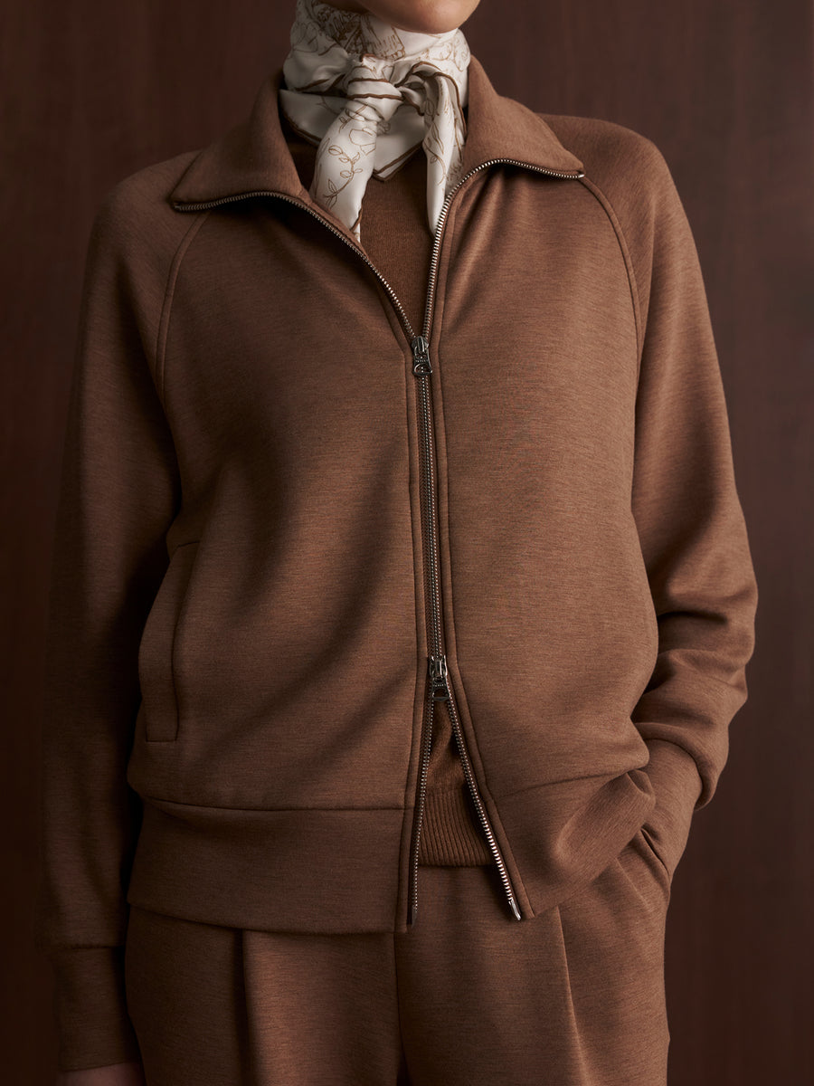 Tyde Zip Through Sweatshirt in Golden Bronze Marl
