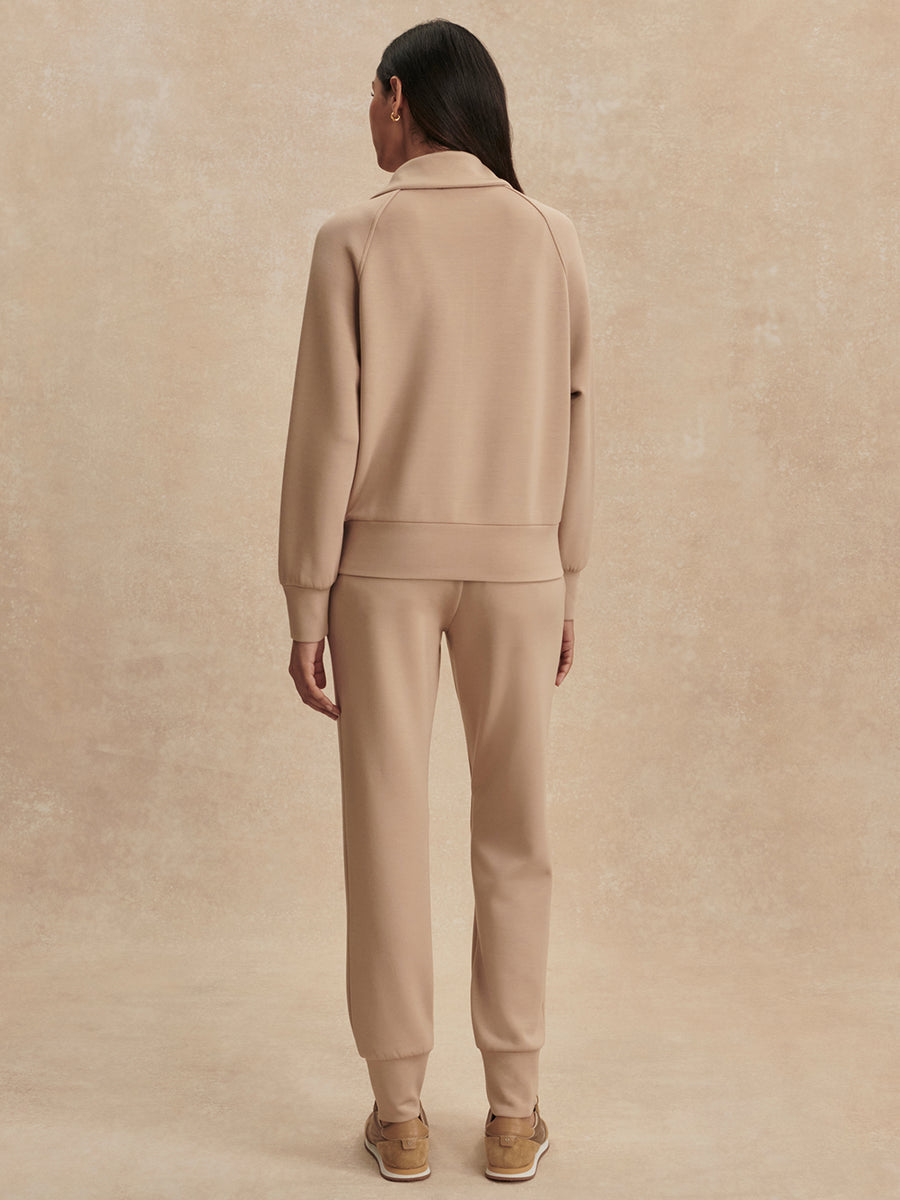 Tyde Zip Through Sweatshirt in Light Taupe