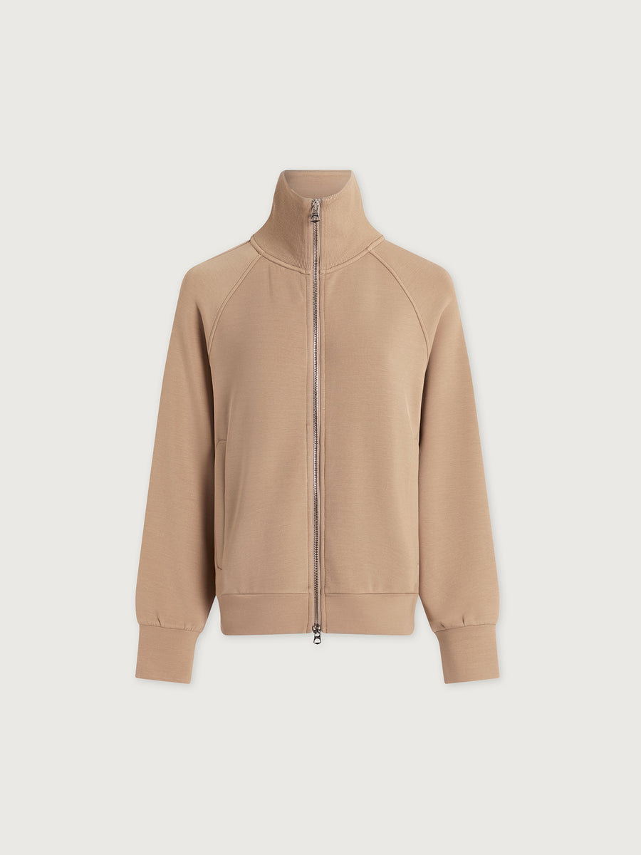 Tyde Zip Through Sweatshirt in Light Taupe