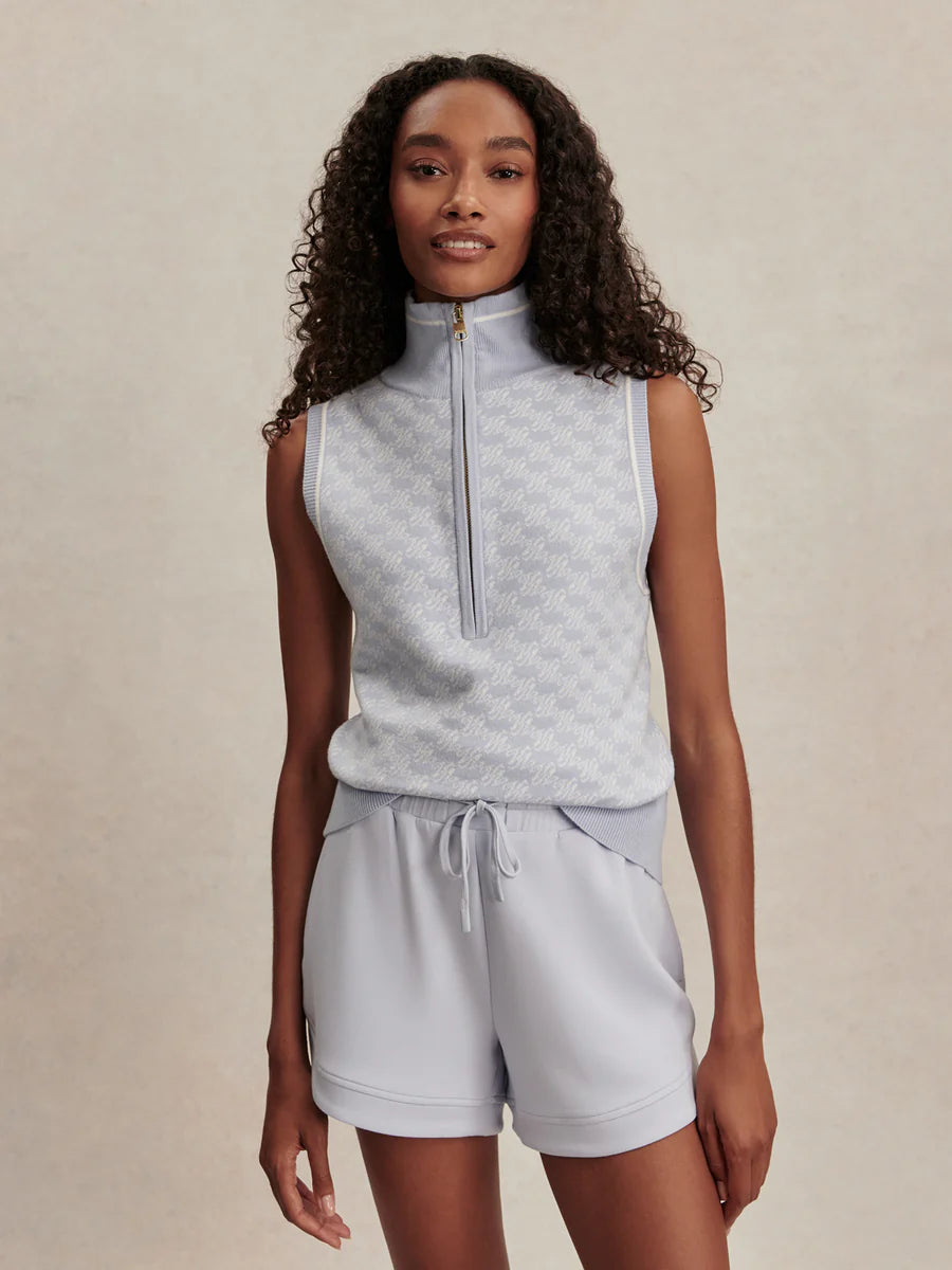 Vincent Half Zip Knit in Xenon Blue/White