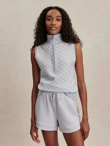 Vincent Half Zip Knit in Xenon Blue/White