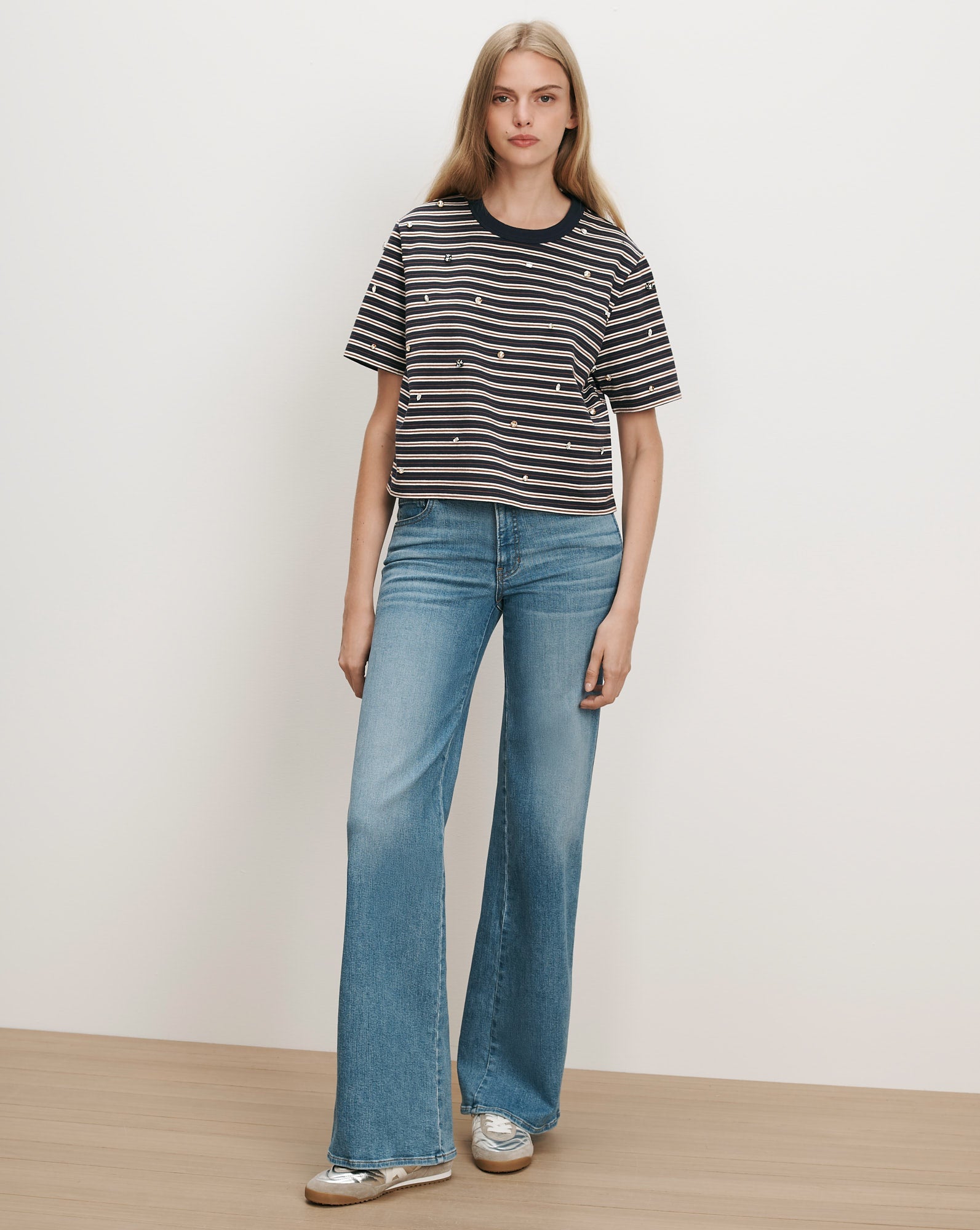 Sebastian Rhinestone T-Shirt in Heritage Navy Multi