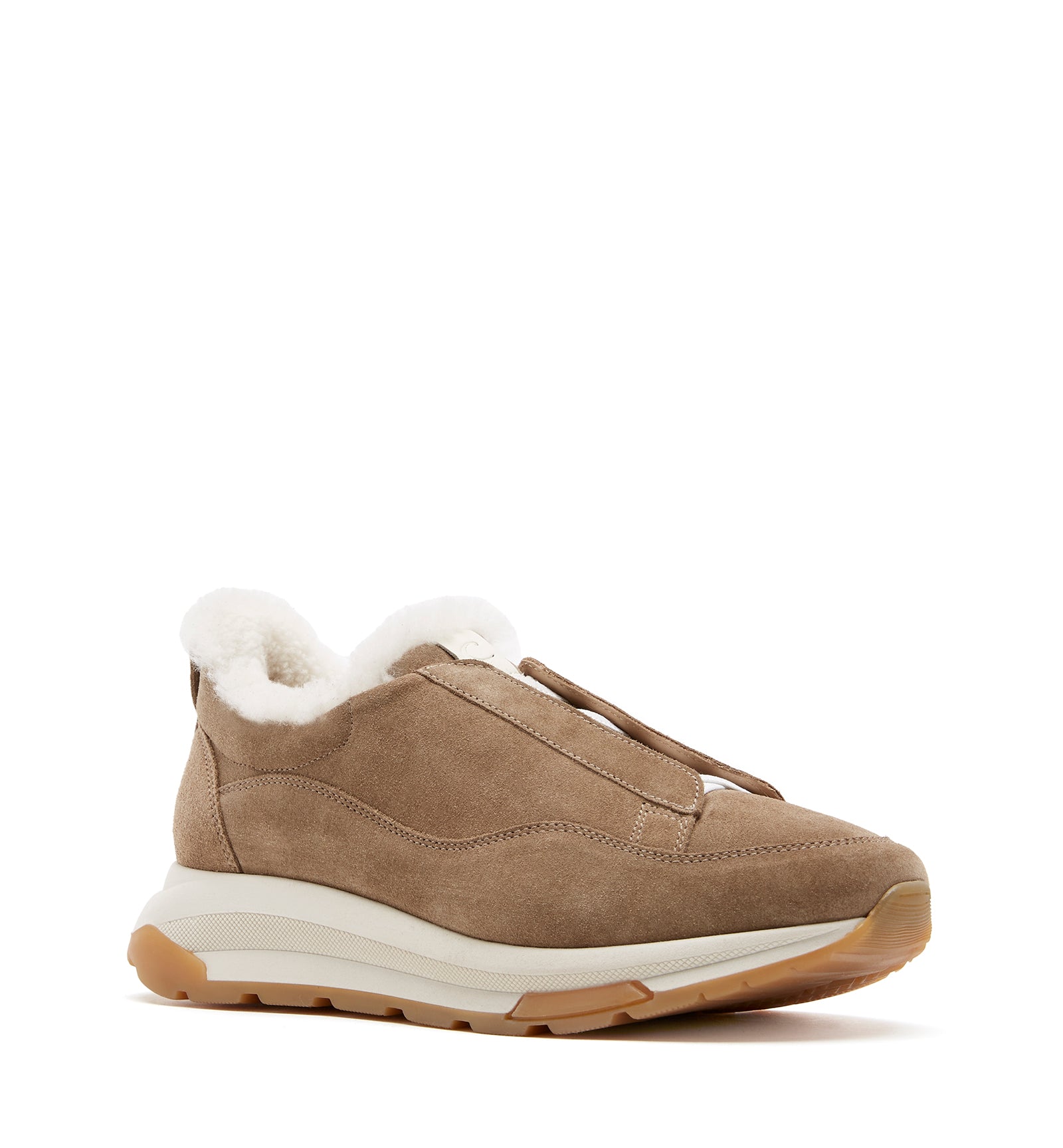 Vada Shearling Lined Suede Sneaker in Toast