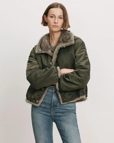 Varell Faux Fur Reversible Jacket in Loden