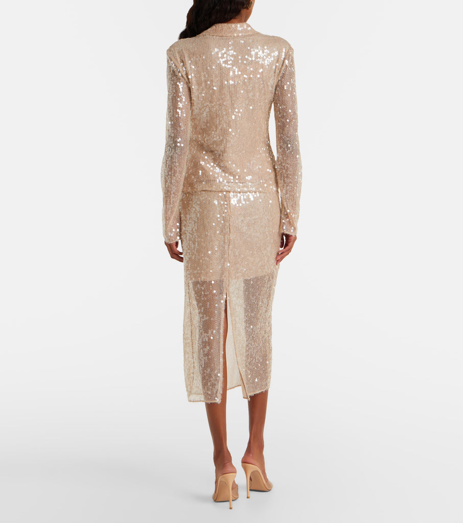 Allora Sequin Midi Skirt in Champagne
