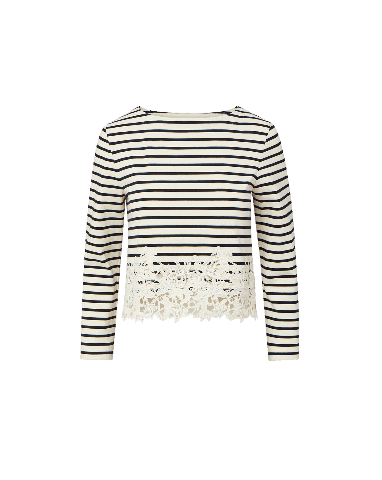 Hovey Striped Lace T-Shirt in Dove White/Navy Stripe