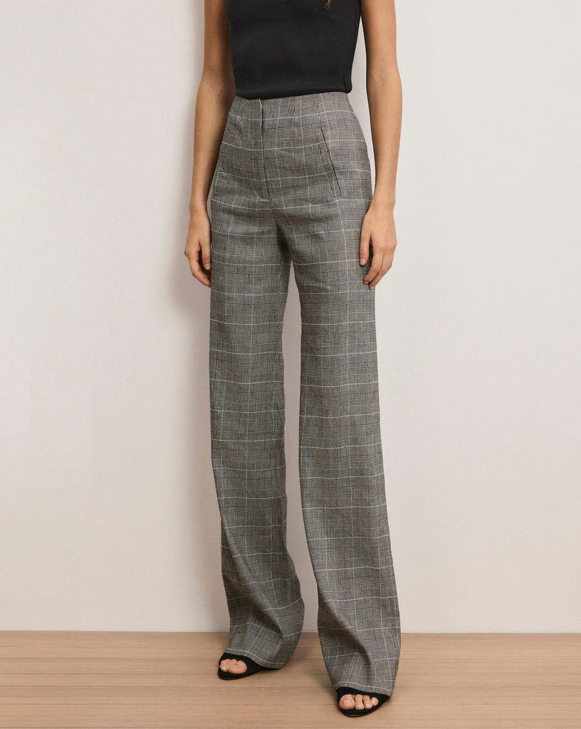 Jude Linen Wide-Leg Pant in Black Multi